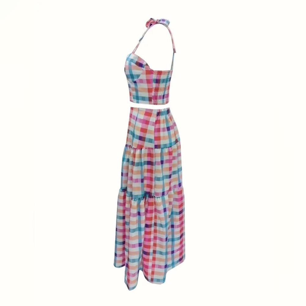 Vibrant Plaid Skirt Set - Picture 3 of 3